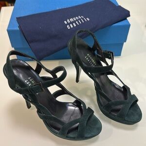 Edmundo Castillo High Heels Sandals Dark Green Suede 36.5